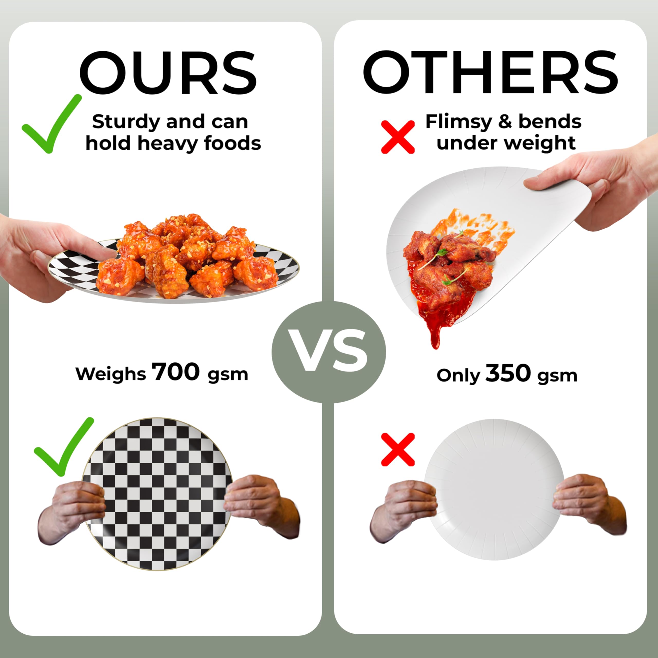 Trendables Heavy Duty Paper Plates Bulk 40 Pcs Disposable Party Plates - 20 X 8 Inch Dessert Plate & 20 X 10 Inch Paper Plate Checkered decor, black and white party decorations, race car decorations