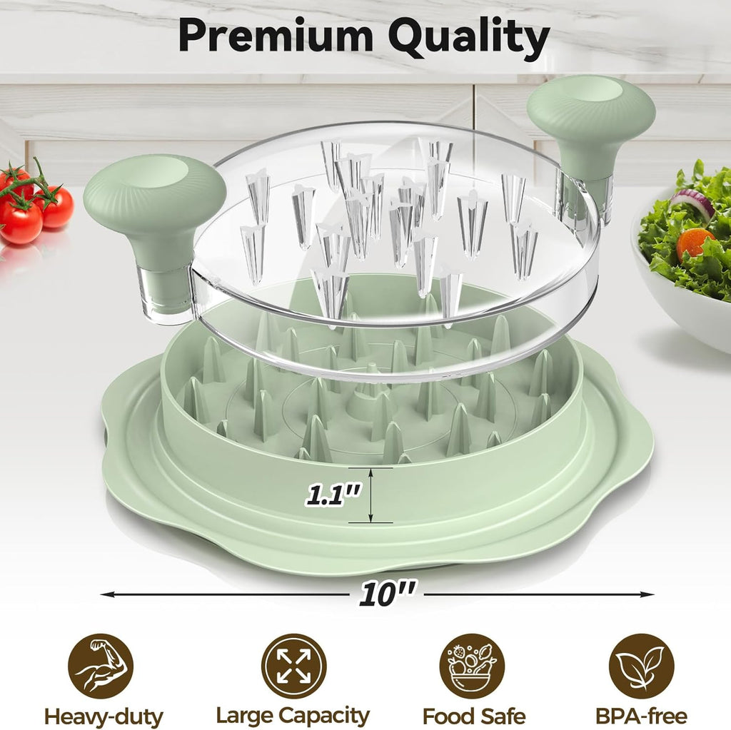 Ukeetap 10" Pro Chicken Shredder Tool - BPA-Free, Ergonomic Design, Anti-Slip Base | Green