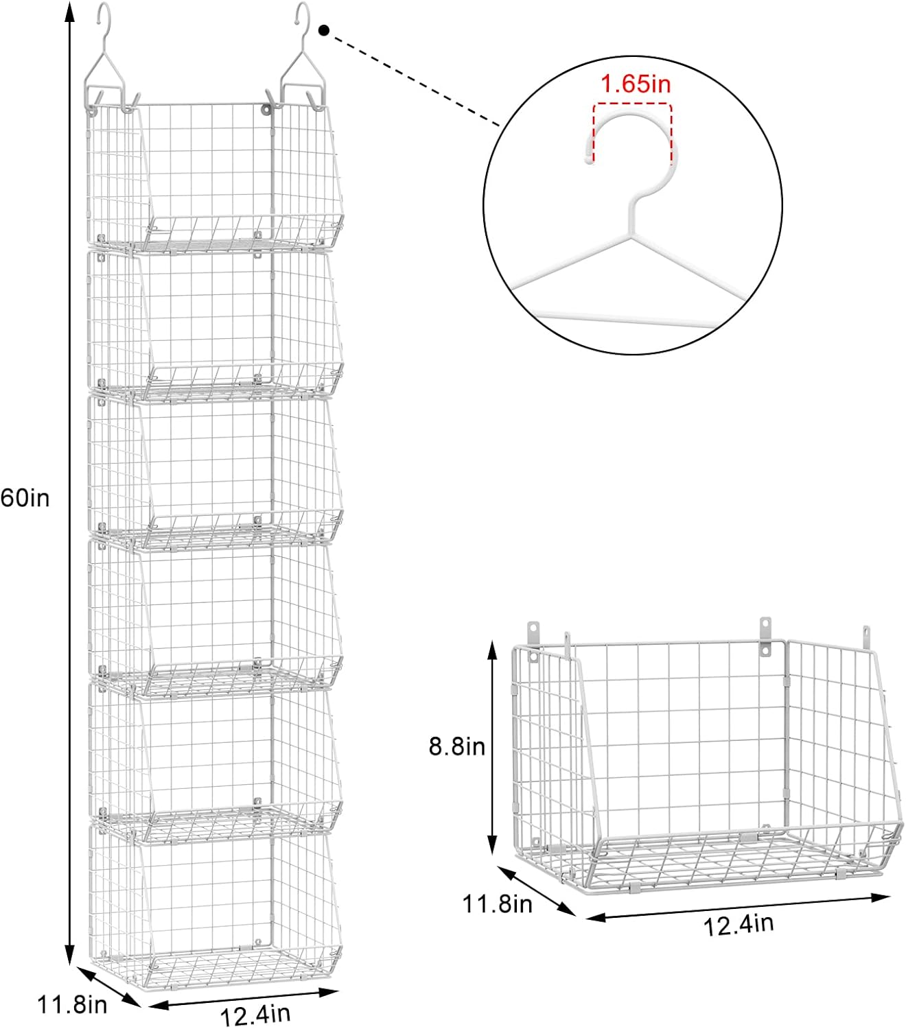 X-cosrack 6-Tier Closet Hanging Organizer - Versatile Clothes Shelves with Hooks for Shoes & Accessories