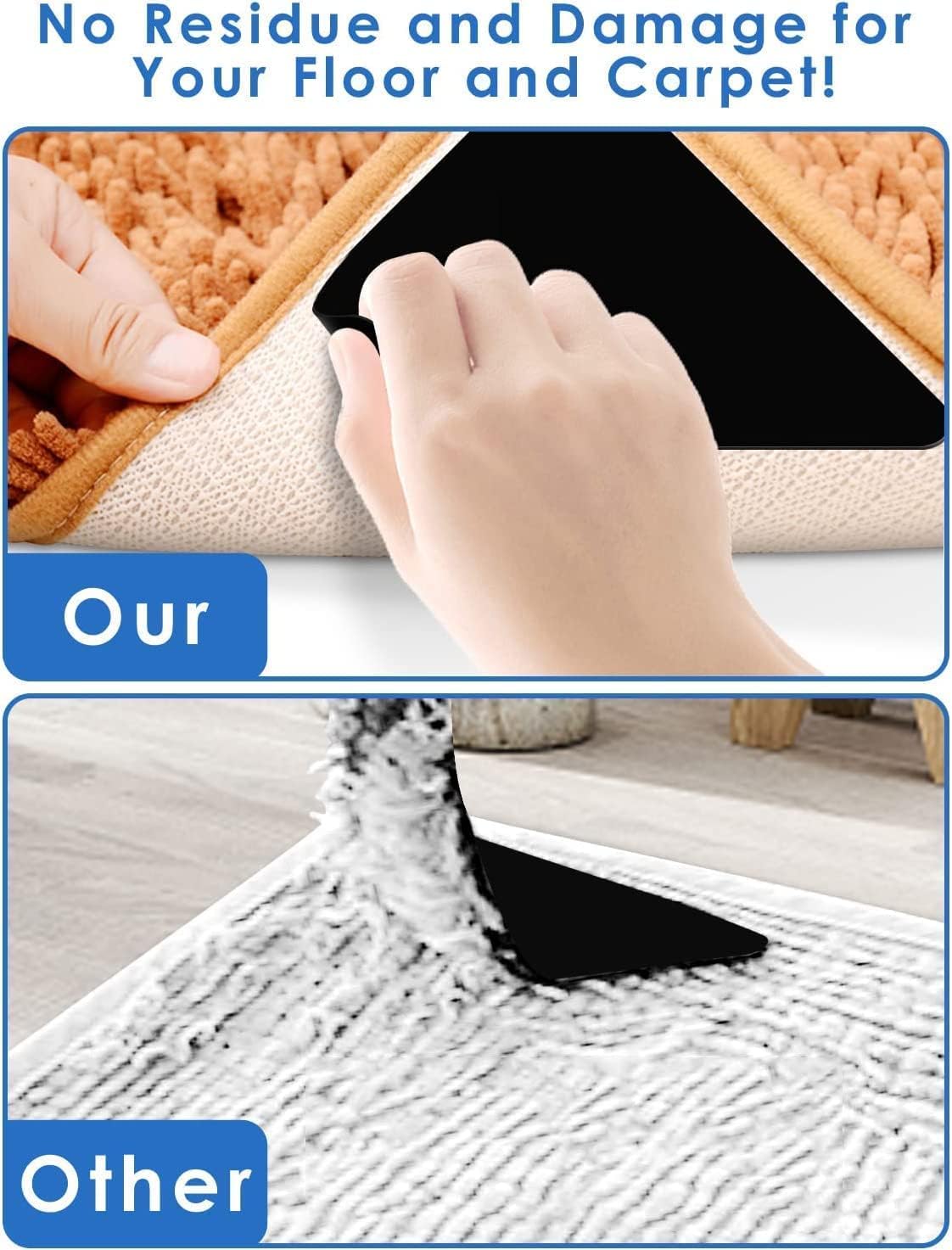 Skiennix 14PCS Non-Slip Rug Pad Grippers - Reusable & Washable for Area Rugs & Carpets