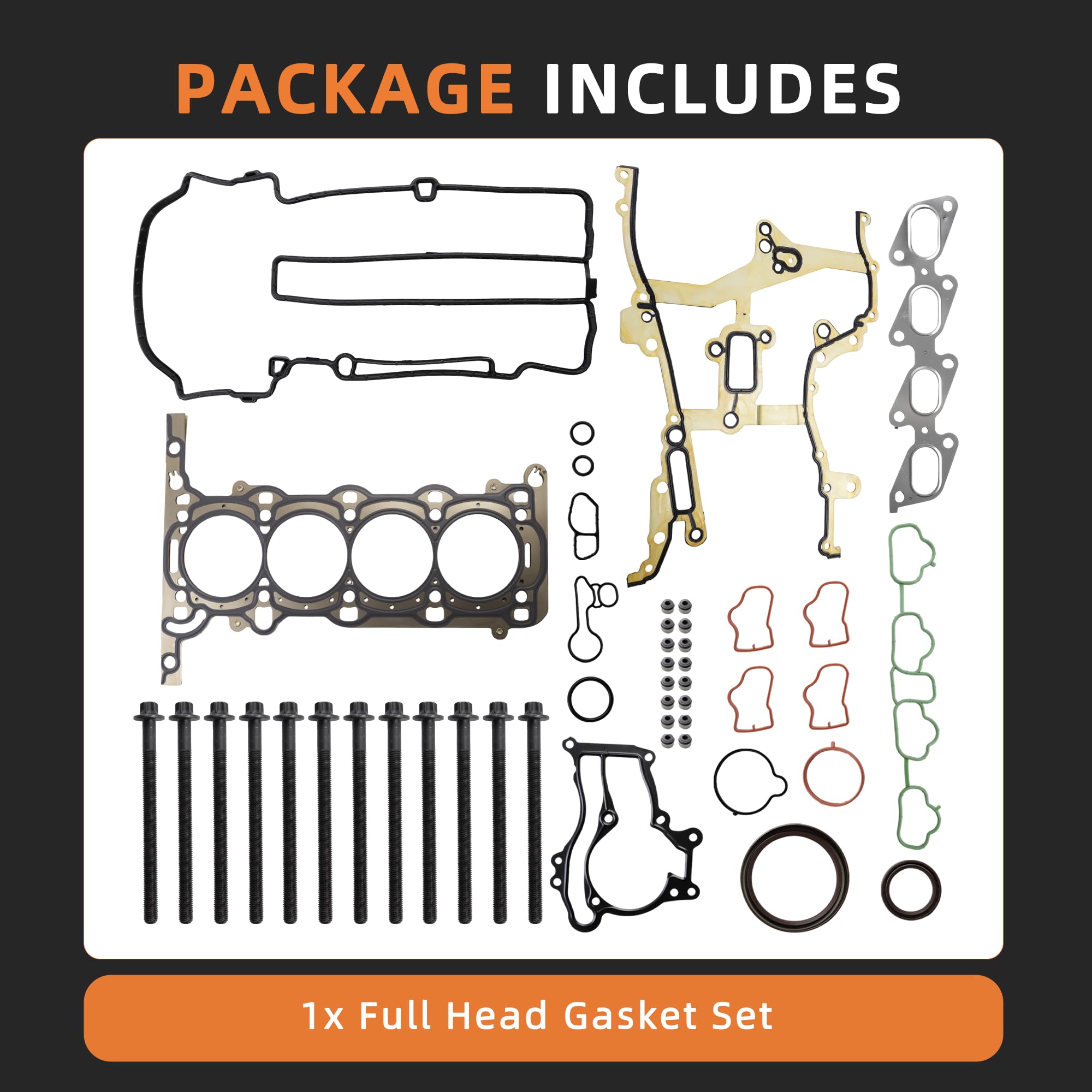 1.4L Cylinder Full Head Gasket Set with Head Bolt Kit for Chevy Cruze/Cruze Limited/Trax/Sonic 2011-2016, for Buick Encore 2013-2016 1.4L 83ci Gas Turbo OE#HS26540PT-1, HSCV001, HS54898, HS31411