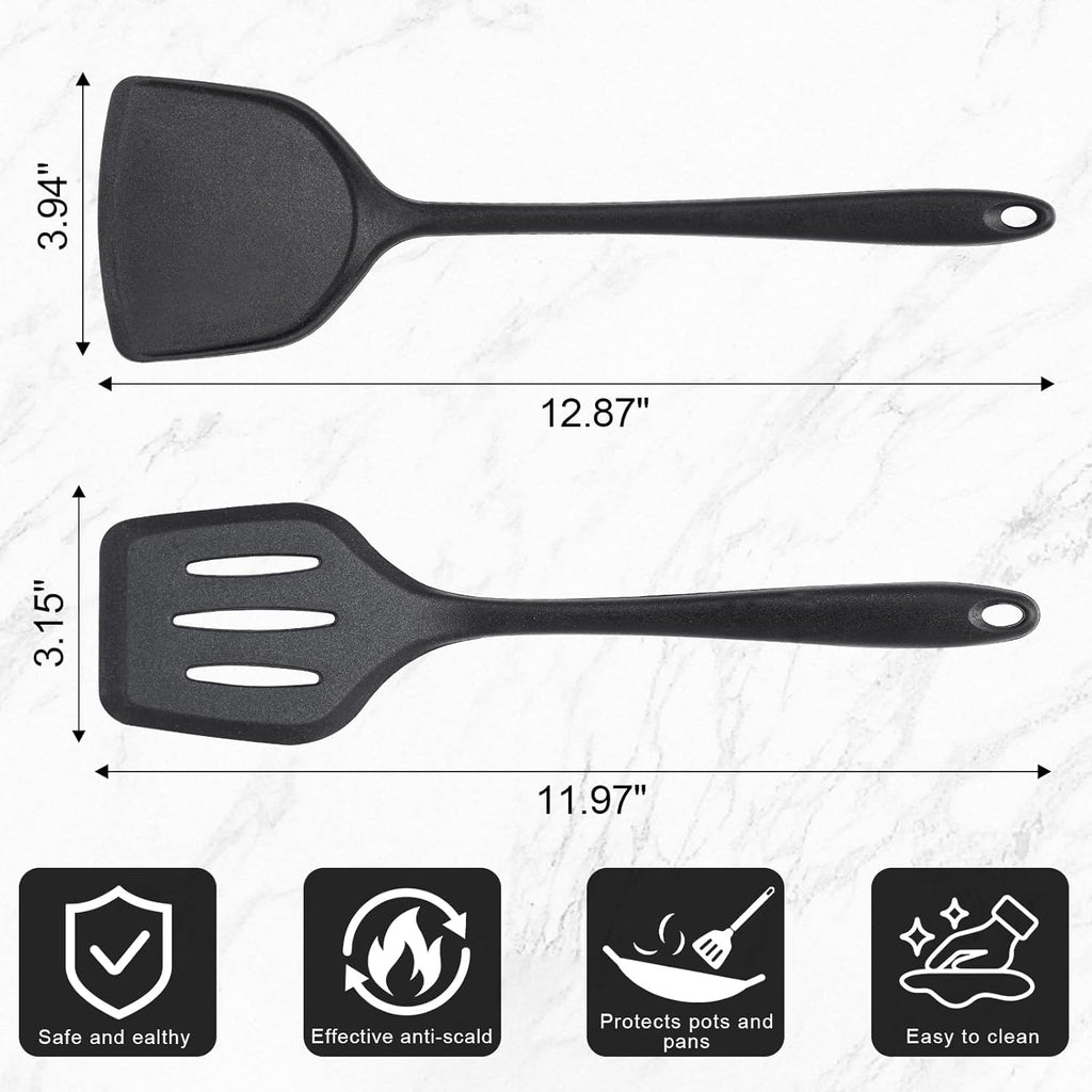 Nonstick Frying Pans Set of 3 by [Brand Name] - Durable Carbon Steel Skillets with PFOA-Free Coating | Includes 2 Spatulas, 7.9, 10.2, 11.8 Inch Sizes