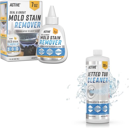 ACTIVE Mold Stain Remover - Powerful 7oz Gel & 32oz Jetted Tub Cleaning Solution for Deep Clean