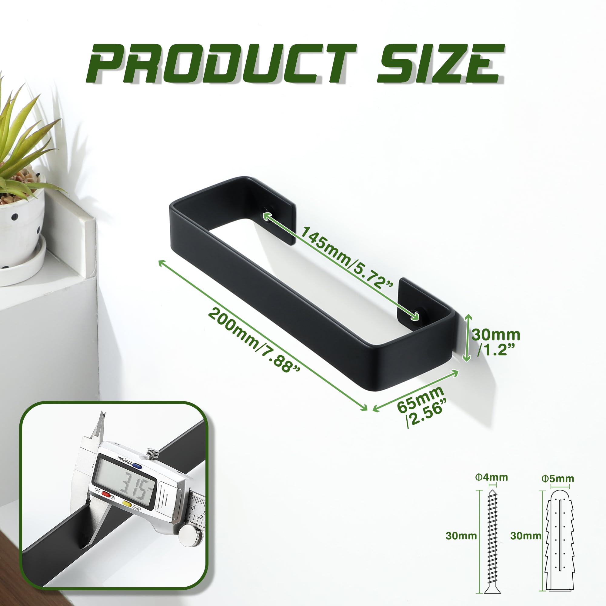 Alise Hand Towel Holder Black Towel Bar for Bathroom Wall Mount,SUS304 Stainless Steel Towel Rack for Bathroom and Lavatory,Kitchen,8'' Bath Towel Hanger Towel Rail