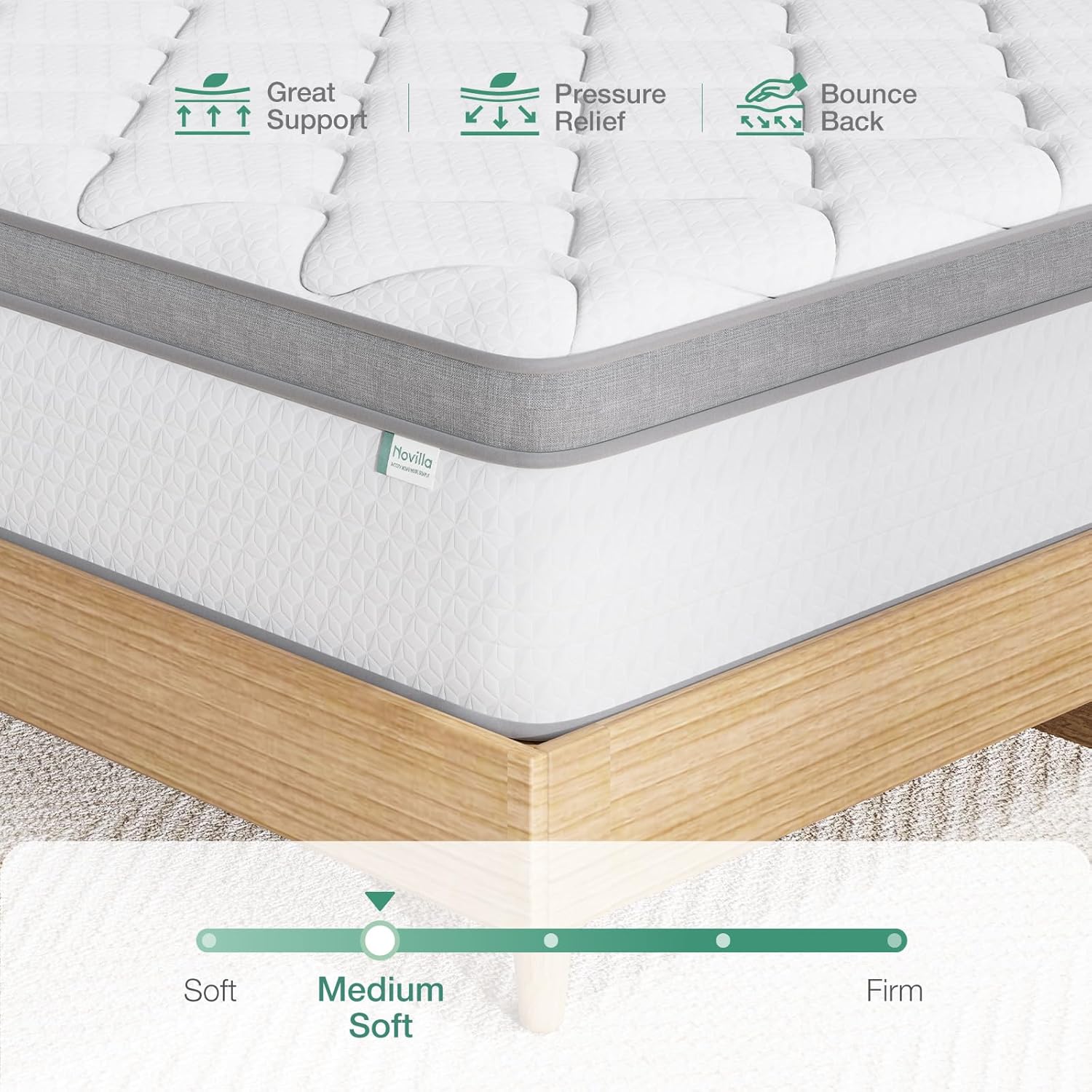 Novilla Twin Mattress - 10 Inch Hybrid Design for Kids | Pocket Innerspring Pillow Top for Comfort & Support
