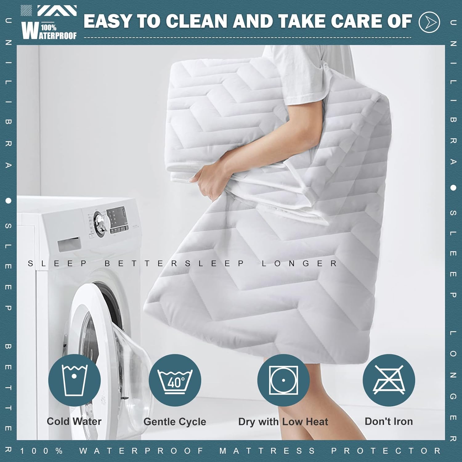 Skiennix Queen Size Waterproof Mattress Protector - Quilted, Breathable & Ultra-Soft | Fits 6''-25'' Mattresses - White