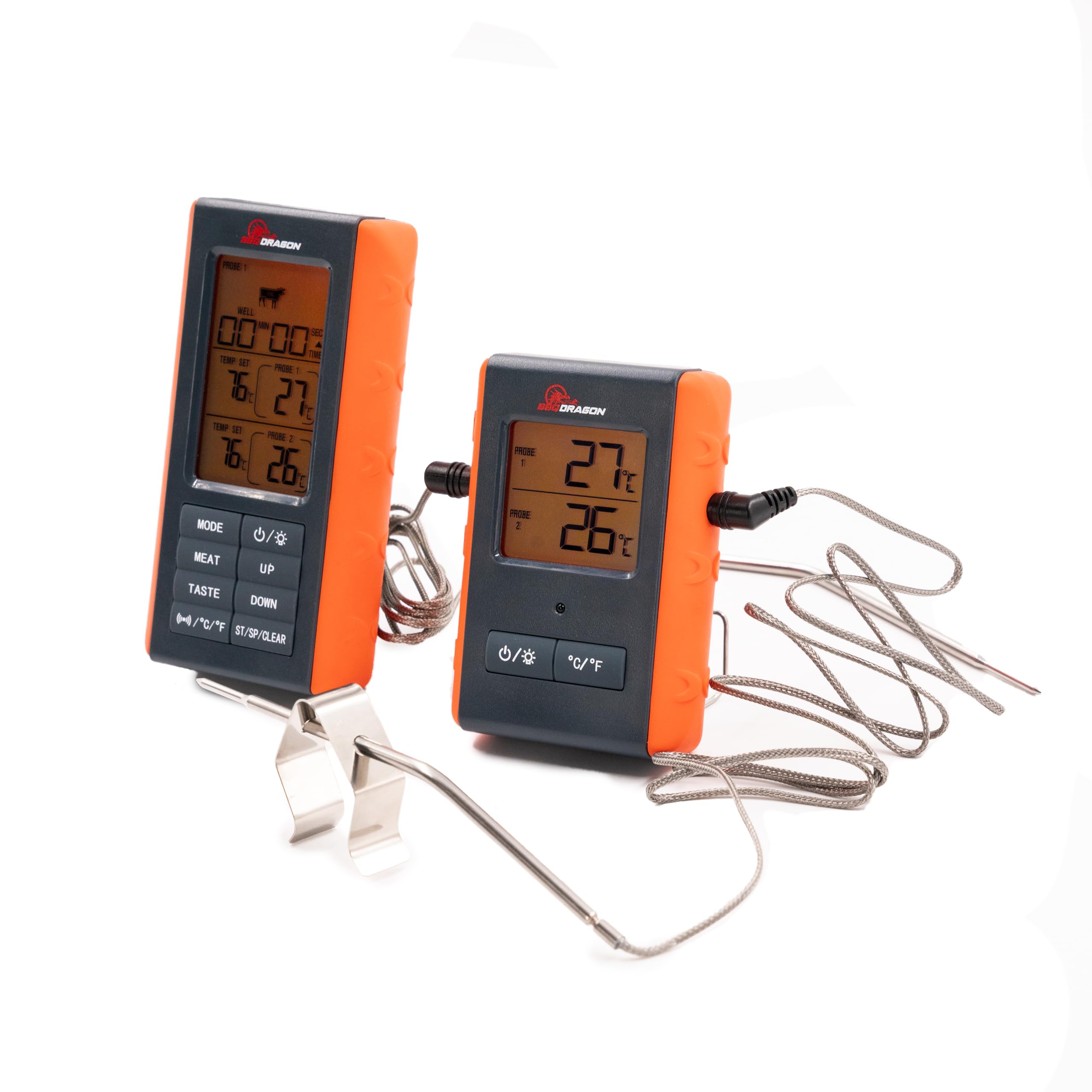BBQ Dragon Wireless Digital Instant Read Thermometer - Food Thermometer for Cooking – Oven Safe Kitchen with 4 Probes - Meat thermometers for Smokers.