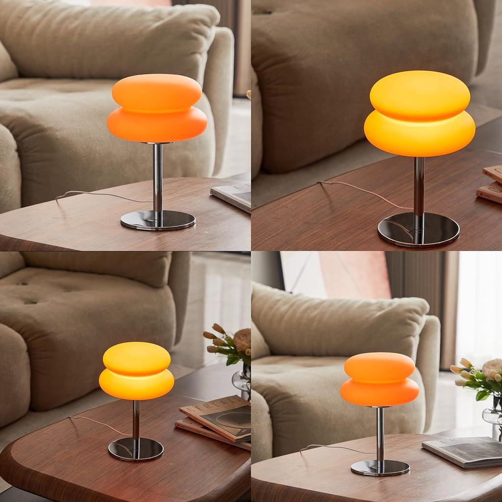 Skiennix Orange Mushroom Lamp - Dimmable Mid Century Modern Bedside Light | Cute Ambient Decor for Bedroom and Living Room