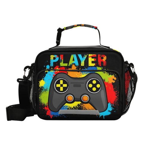 Glaphy Colorful Video Game Lunch Bag, Cooler Lunch Tote Box Insulated Lunch Bags Food Container for Boys Girls Kids
