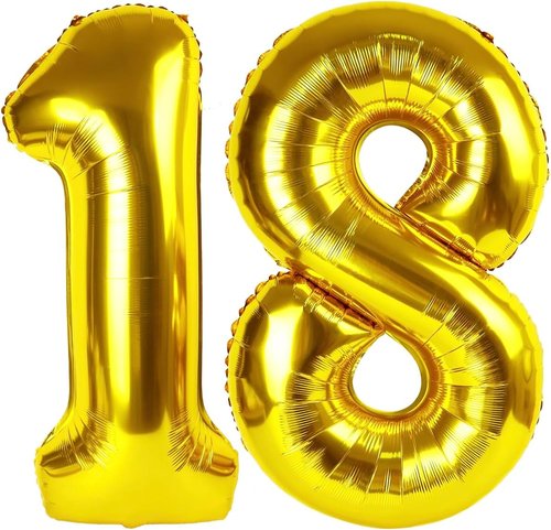 Gold Number 18 Balloon - 40 Inch Metallic Decoration for 18th Birthday Parties | Perfect for Girls & Boys