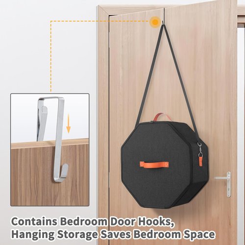 kushon Hat Storage Box for Women & Men, Hardboard Support Hat Boxes with 1 Door Hook Hat Organizer, Cowboy Hat Box for Travel, Hat Bag Hat Case (Black)