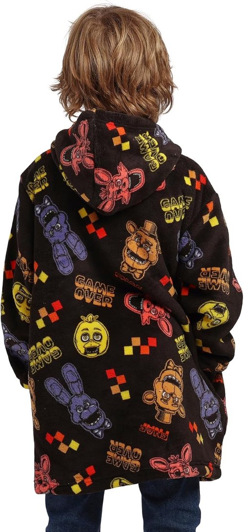 Five Nights At Freddy's Hoodie Blanket - Game Over All-Over Print | Black Sherpa Lined for Kids
