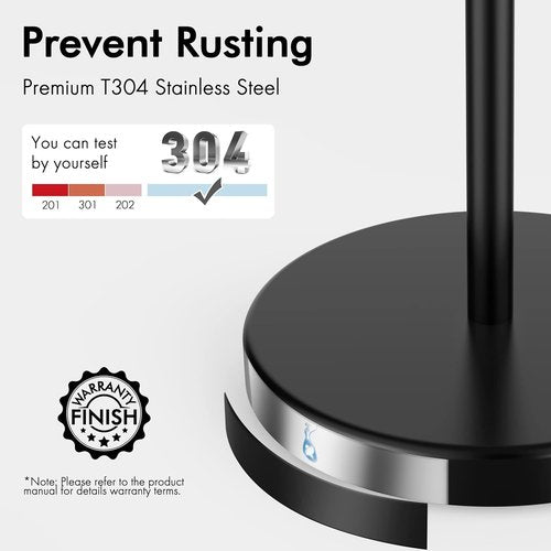 KES Toilet Paper Holder Stand - Modern Freestanding Tissue Roll Holder in Matte Black | 20.2" H, Rustproof SUS304 Stainless Steel