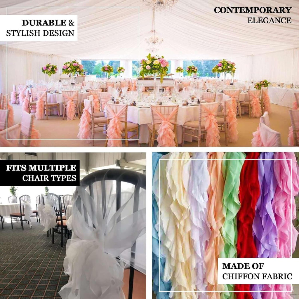 Tableclothsfactory Premium Designer Curly Willow Chiffon Chair Sashes - Nude | Perfect for Weddings & Parties