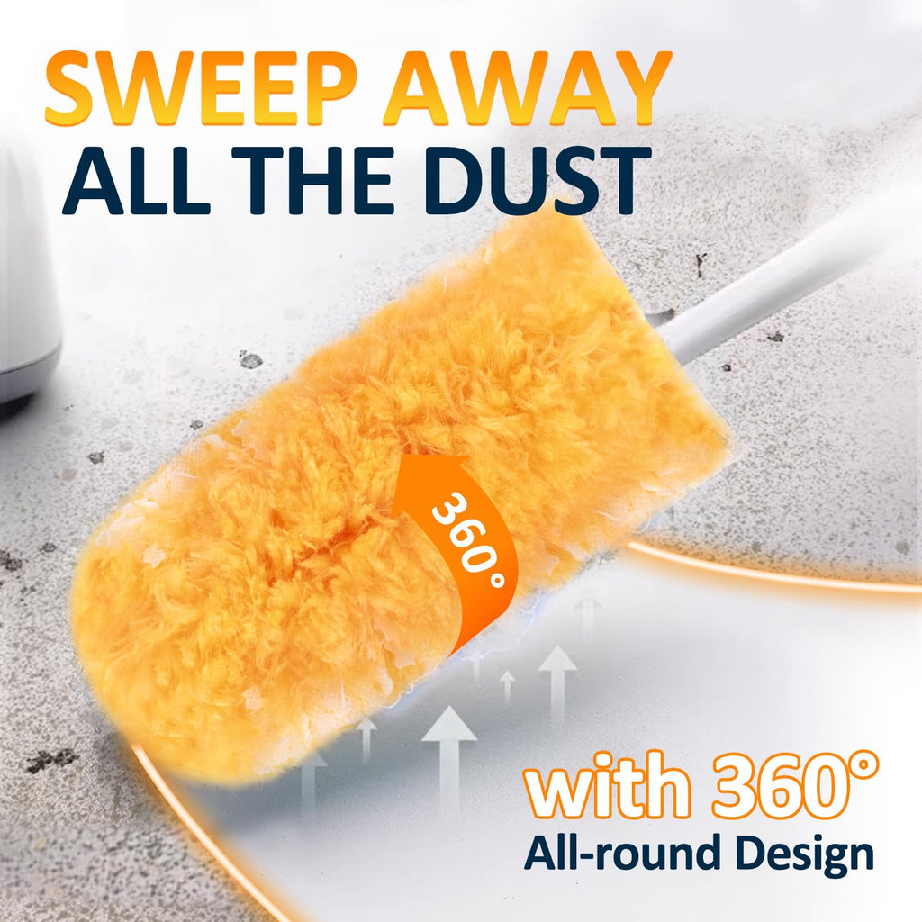 Heavy Duty Multi Surface 360°Heavy Duty 12 Duster Refills & 1 Handle, Compatible with Swiffer Dusters，Disposable Dusters for Cleaning