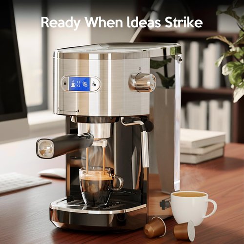 Havato 20 Bar Espresso Machine Semi-Automatic, Professional Coffee Maker with Milk Frother Steam Wand & 45OZ Removable Water Tank, Home Barista System for Cappuccino, Latte, Americano-Stainless Steel