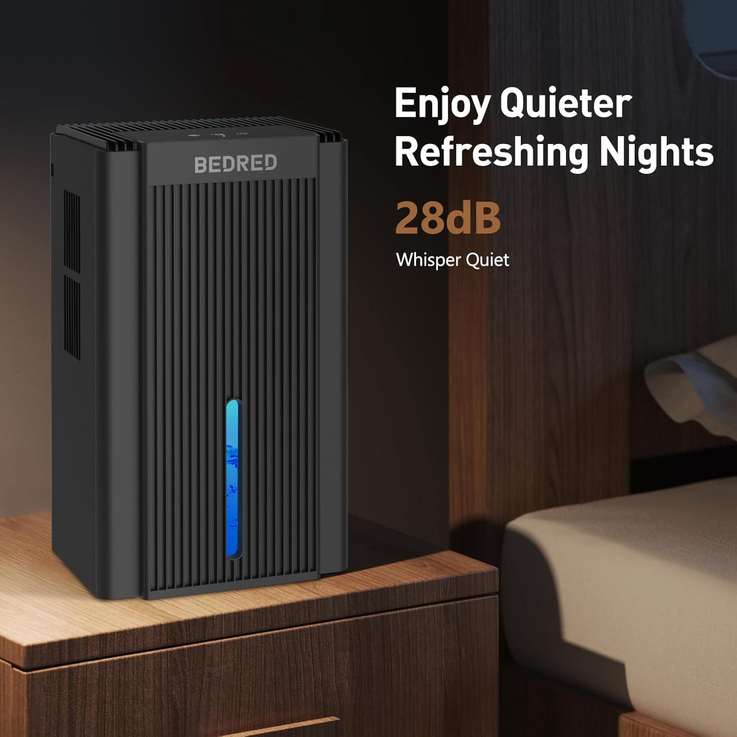 Skiennix Dehumidifier - 95 Oz Capacity for 1000 Sq. Ft. | Quiet Operation with Auto Shut Off & 7 Color Ambient Light (Black)