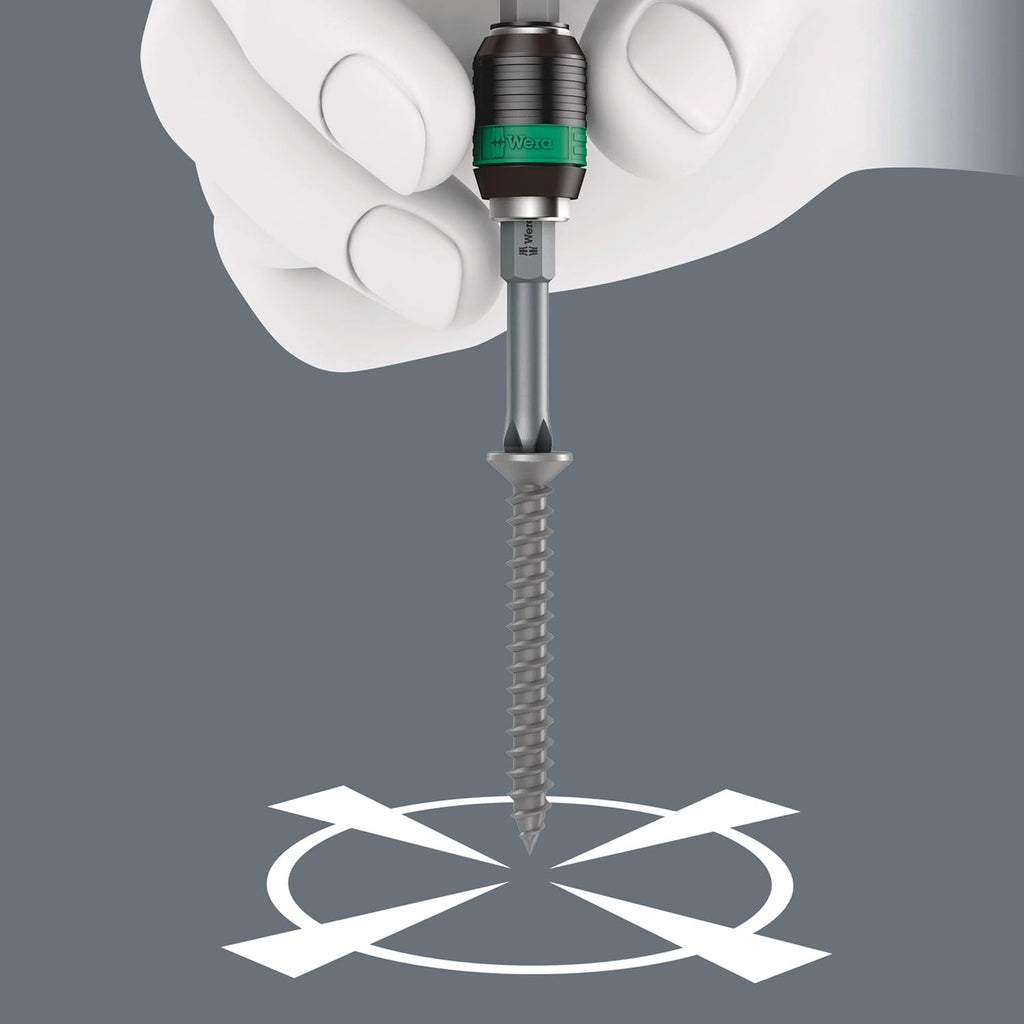Wera 416 RA T-Handle Screwdriver - Ratchet Function & Quick-Release Chuck | 1/4" Size, 45 mm Length