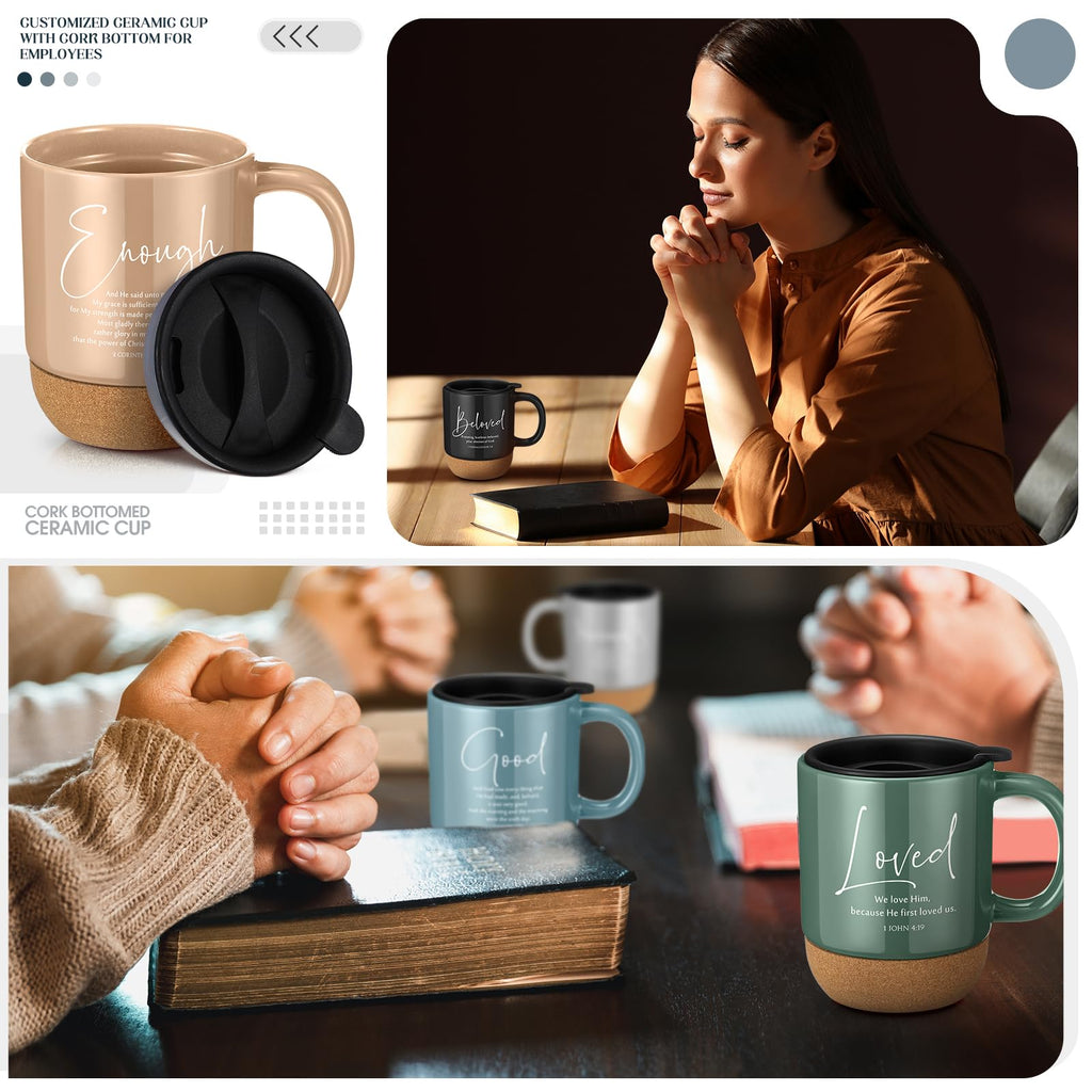 Didaey 10 Pcs Christian Coffee Mugs Mothers Day Gifts for Church Women Men Bulk 15 oz Bible Verses Religious Inspirational Cups with Cork Bottom for Study Group Coworker Sunday School Teacher Gifts