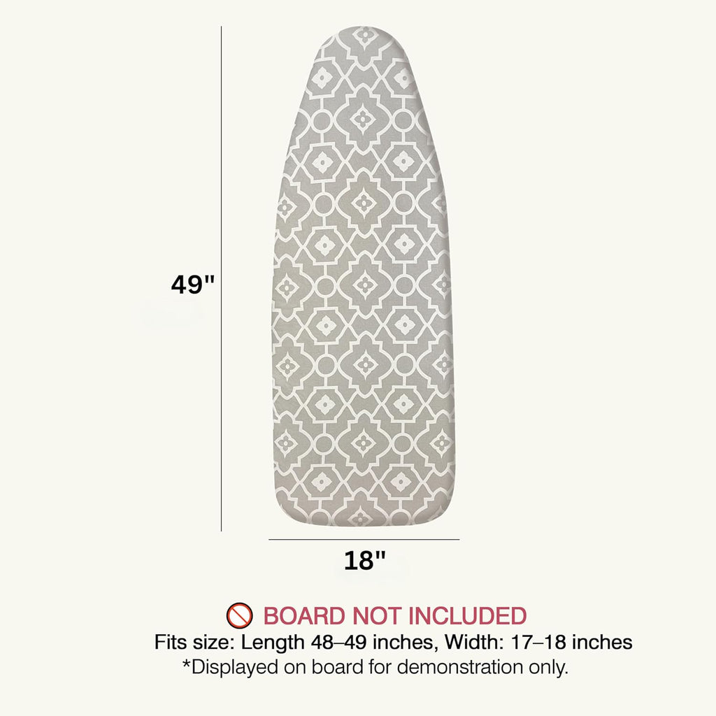 UniSimp Ironing Board Cover - Extra Thick Natural Cotton, Scorch & Stain Resistant | 18"x49" Geometric Design