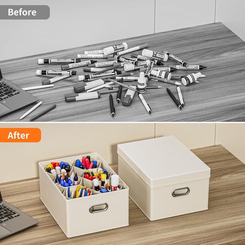Aokeyee Marker Organizer - Stackable Storage Box with Lids for Craft Supplies & Tools | Multi-Purpose Design
