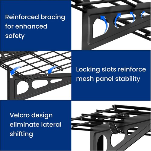 FLEXIMOUNTS Garage Shelving | Heavy-Duty Wall-Mounted Storage Rack | 1x3ft | Holds Up to 150 lbs | Black Classic Series