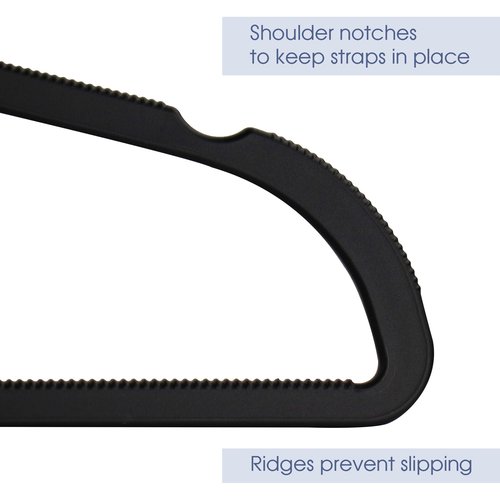 Elama Home 30 Piece Rubber Non Slip Hanger with U-Slide in Black, 30 Piece Set (ELH-30)