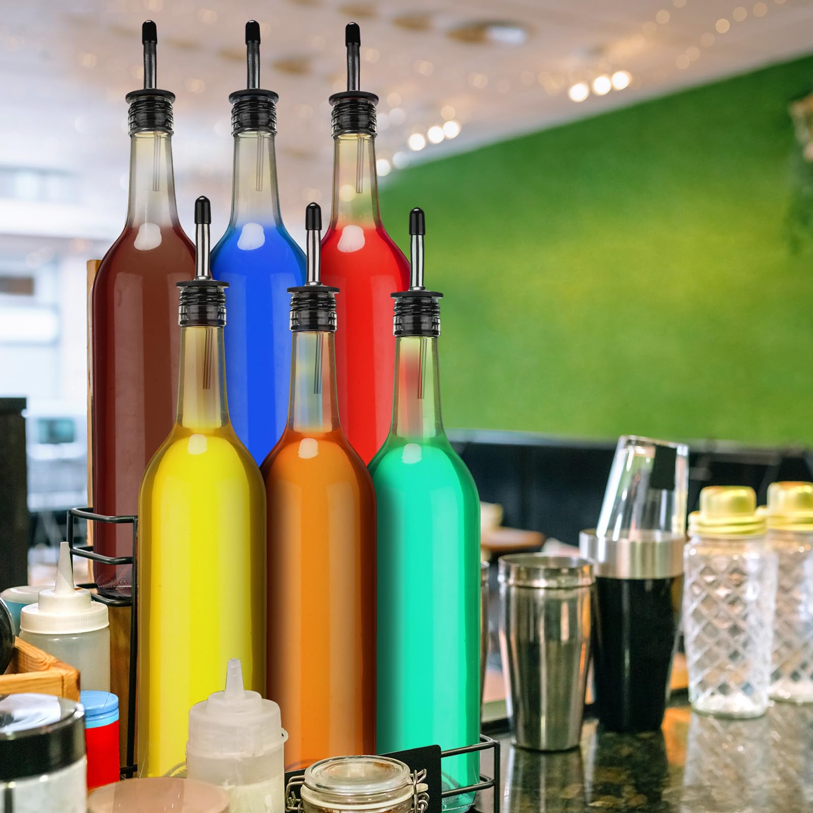 Maxdot 20 Pcs Long Neck Glass Bottles with Pourer Bordeaux Wine Bottle Clear Empty Wine Syrup Juice for Home Bar Liquor Juice Making Wedding Anniversary Party
