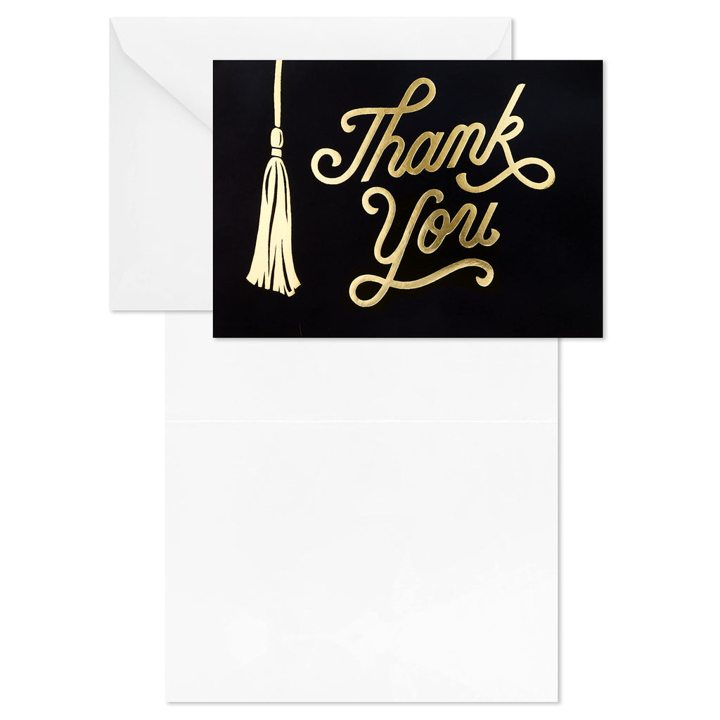 Hallmark Graduation Thank You Cards Bulk, Black and Gold Tassel (40 Thank You Notes with Envelopes)
