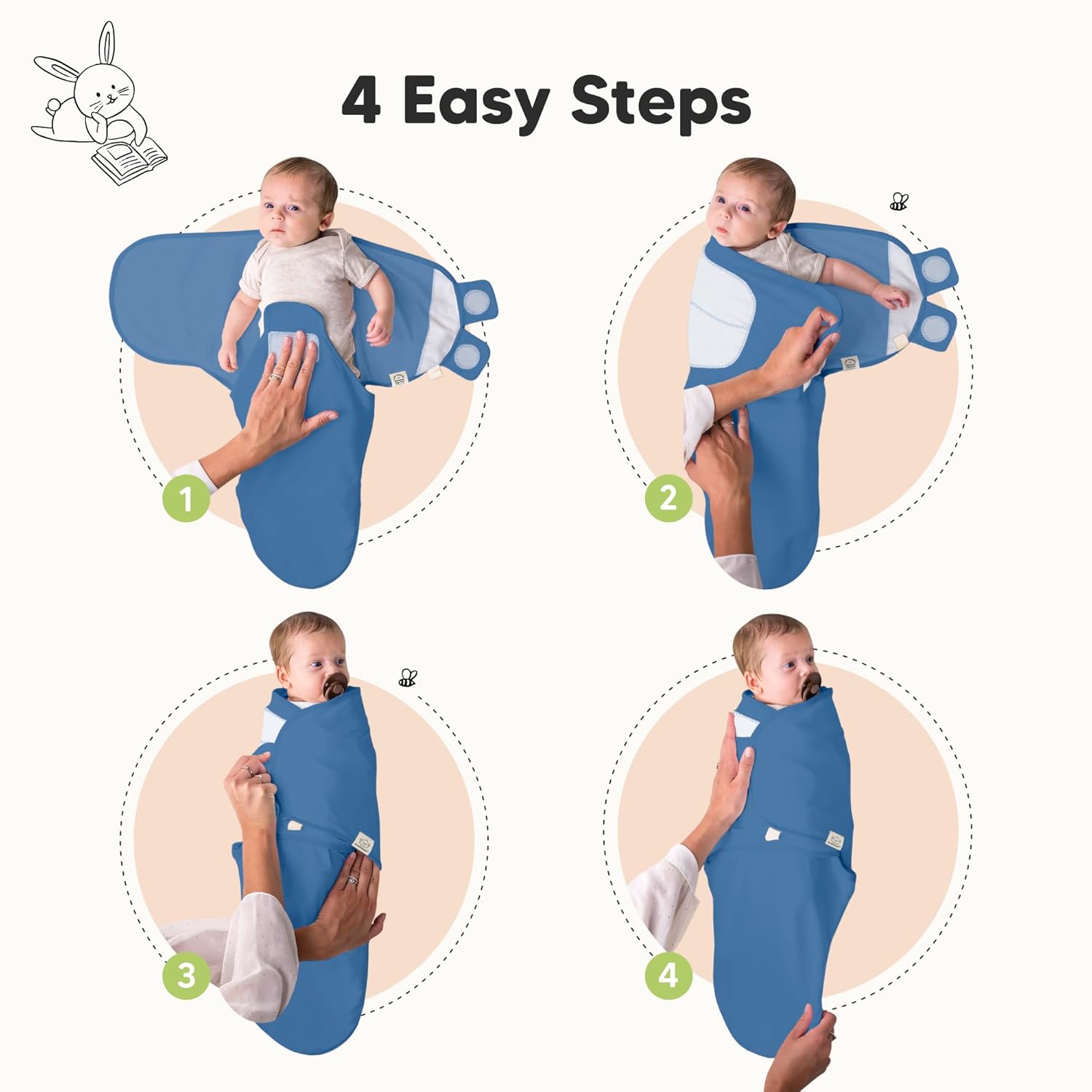 Skiennix Organic Baby Swaddle Sleep Sacks - Soft & Snug for Newborns 0-3 Months | 3-Pack in Frost