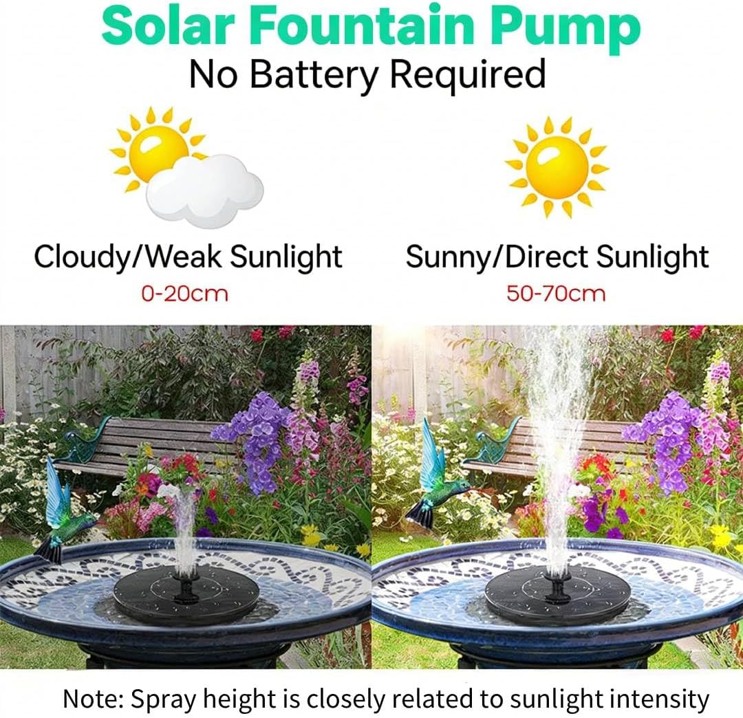 Solar Bird Bath Fountain Pump by 9V | 3.5W Free Standing Solar Panel Water Sprinkler for Garden