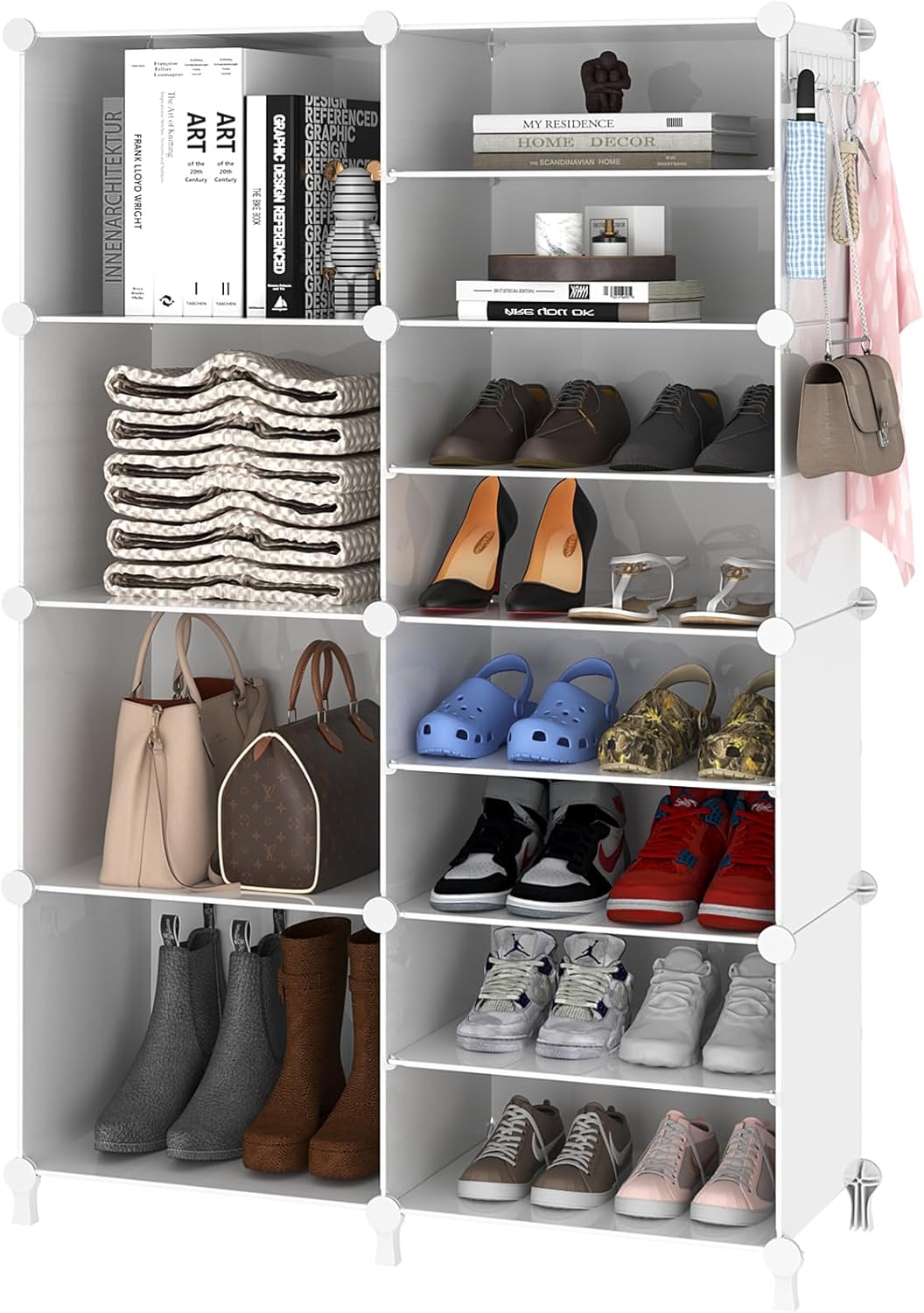 AWTATOS Closet Organizer - 8 Cube Storage Shelves for Clothes | Stackable Cubby Shelving in White
