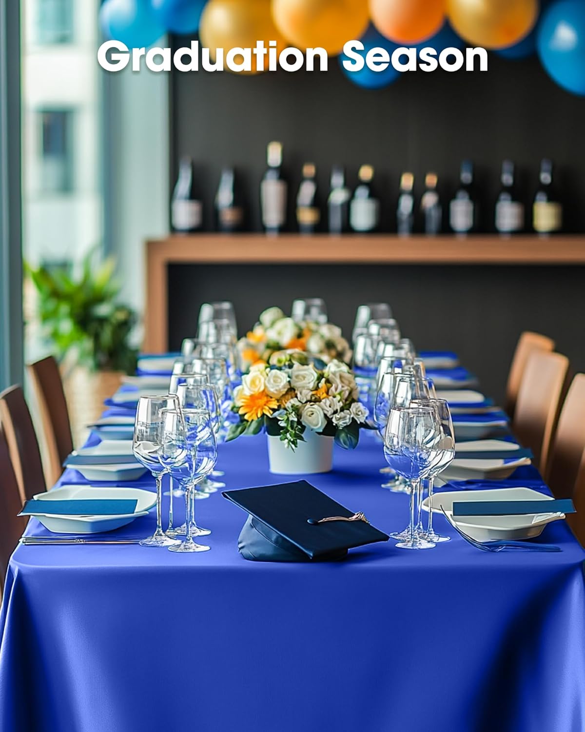 Pureegg Disposable Plastic Tablecloths - 10 Pack, 54 x 108 Inch, Navy Blue for Patriotic Celebrations