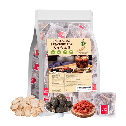 Kidney Tea Ginseng Six Treasure Tea for Kidney Health, Herbal Chinese Traditional Ginseng Five Treasures Natural Detox Formula, Corn-Fiber Teabag for Men & Women (30 Teabags)