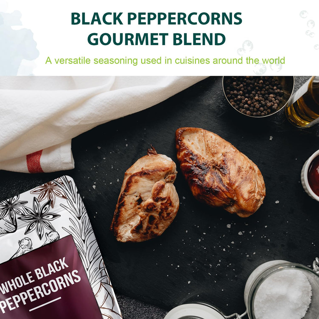 Soeos Whole Black Peppercorns & Himalayan Pink Salt Set - 12oz Black Pepper & 2lb Pink Salt