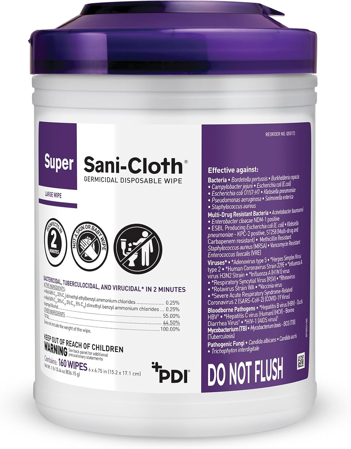 Super Sani-Cloth Wipes by Professional Disposables - Powerful Surface Disinfectant | 160 Count