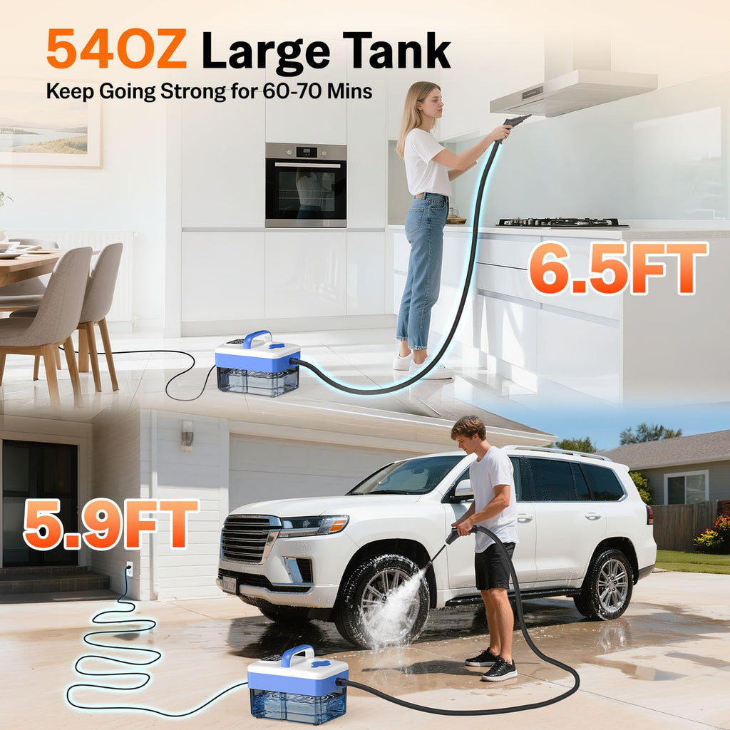 2500W Handheld Steam Cleaner with 16pcs Accessories & 1.6L Tank, 10S Fast Heating & High Temperature Portable Steam Cleaner for Home, Car, Steamer for Cleaning Windows, Grout, Upholstery and More