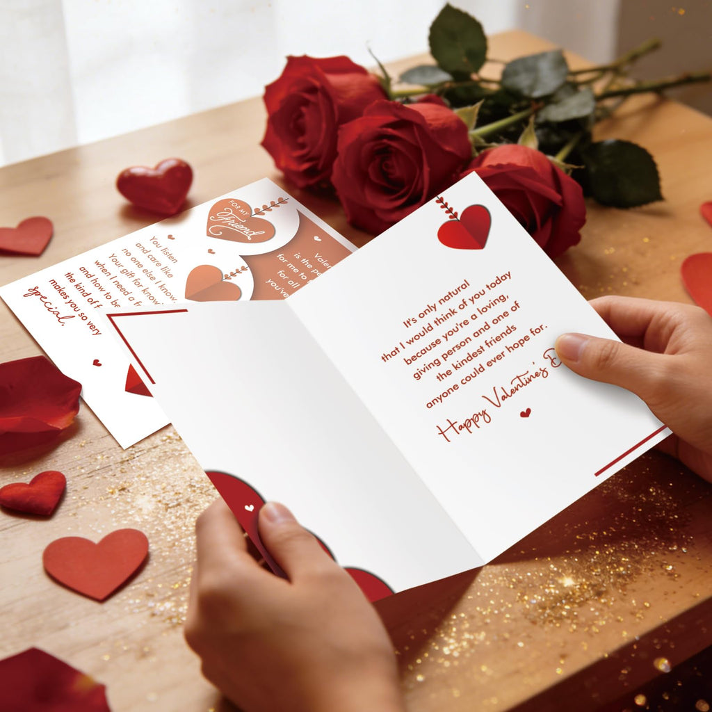 Supoeguk Heartfelt Valentine's Day Card for Friend, Romantic Best Friend Valentines Cards Gifts, You Are One of The Kindest Friends Anyone Could Hope for