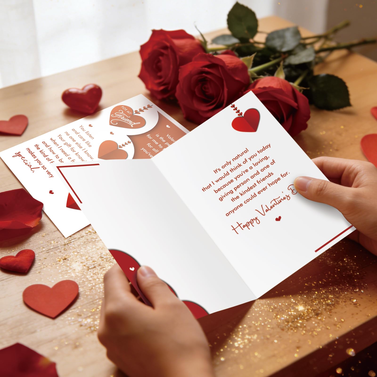 Supoeguk Heartfelt Valentine's Day Card for Friend, Romantic Best Friend Valentines Cards Gifts, You Are One of The Kindest Friends Anyone Could Hope for