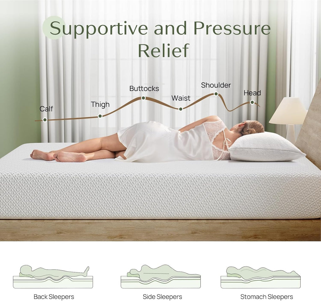 Rolanstar Twin Size Gel Memory Foam Mattress - 10 Inch, Fiberglass Free, Breathable & Supportive, CertiPUR-US Certified