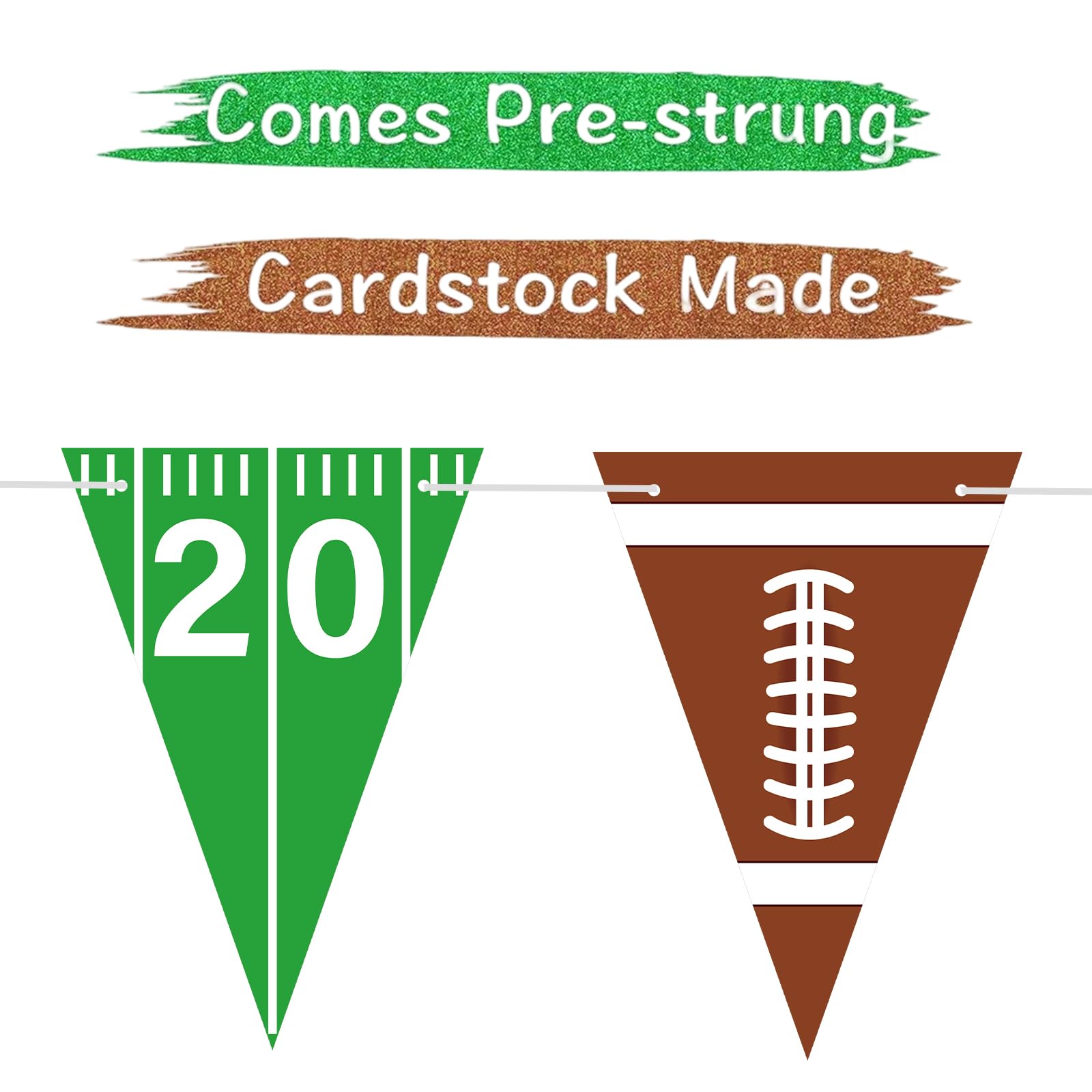 4pcs Football Party Decorations Pre-Strung Football Hanging Garland Triangle Flags Banner for Sports Themed Baby Shower Birthday Party Decorations