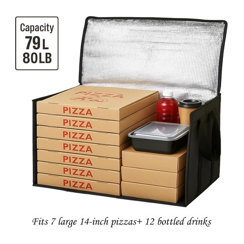 Bodaon Insulated Food Delivery Bag - XXXL Pizza Cooler for Rideshare & Catering | Thermal Carrier for Hot & Cold Items