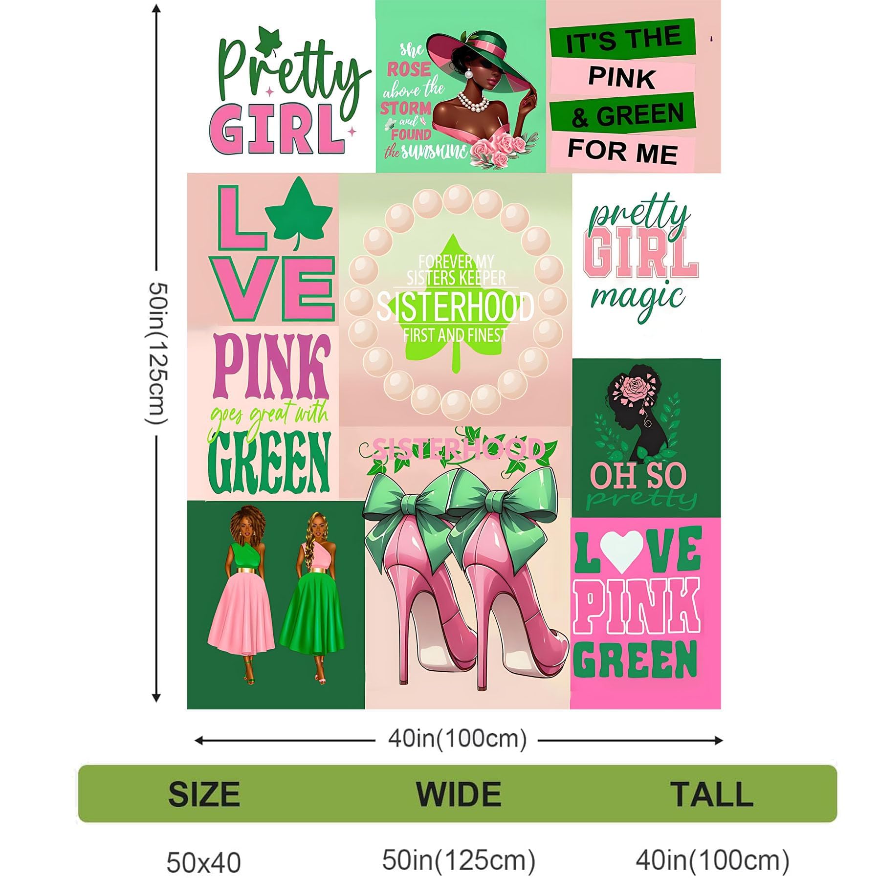 Farmansion AKA Gifts for Women, 7pcs Gift Set for AKA Lovers, Pink and Green Throw Blanket, Sisterhood Present with Novelty Socks,Make Up Bag,Bracelets,Earrings,Stickers