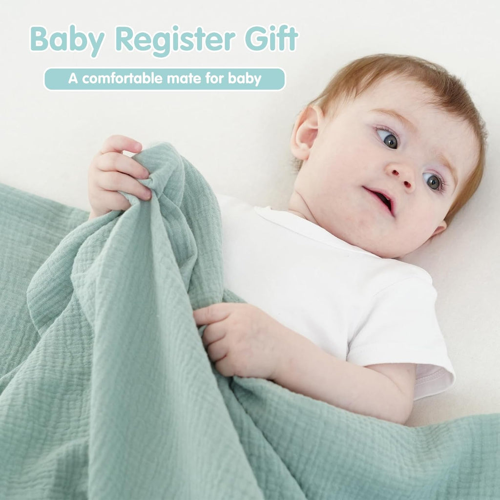 Skiennix Muslin Swaddle Blankets - 100% Cotton, Soft & Breathable, 2 Pack, Large 40 x 40 Inches