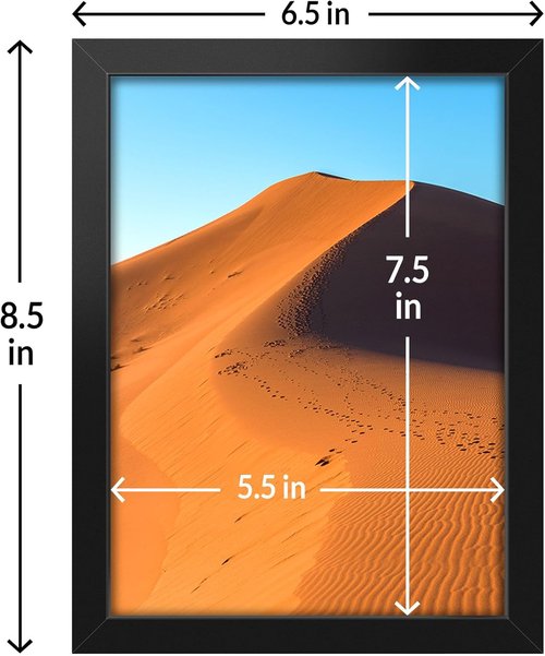 LaVie Home 6x8 Picture Frame - Classic Black Wall Display Frame with HD Plexiglas | Vertical & Horizontal Use