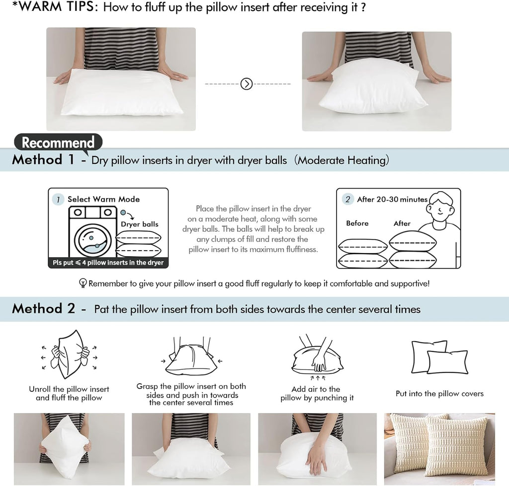 MIULEE Pillow Inserts - 20x20 Inches Decorative Throw Pillows for Couch - Pack of 2
