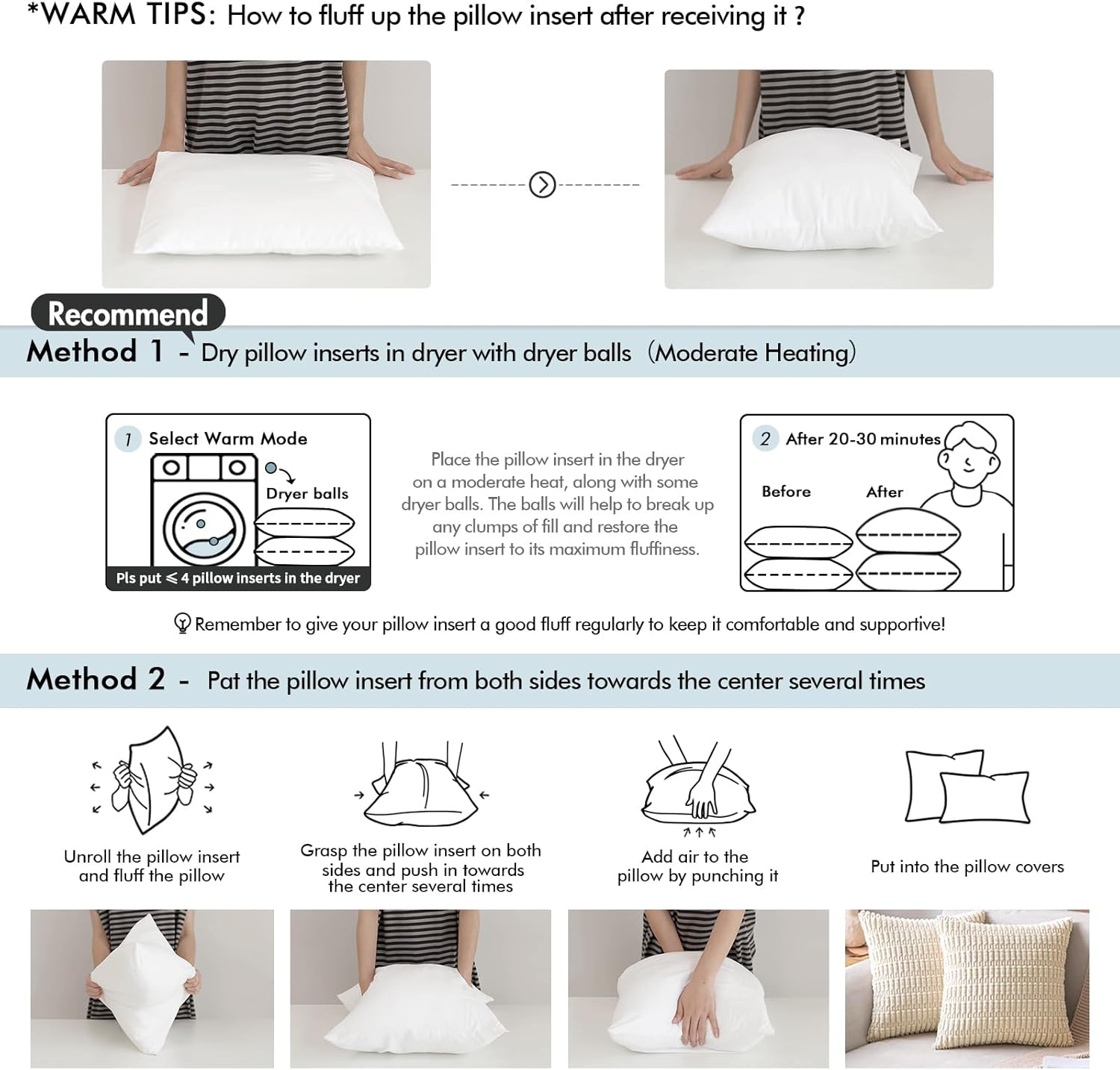 MIULEE Pillow Inserts - 20x20 Inches Decorative Throw Pillows for Couch - Pack of 2