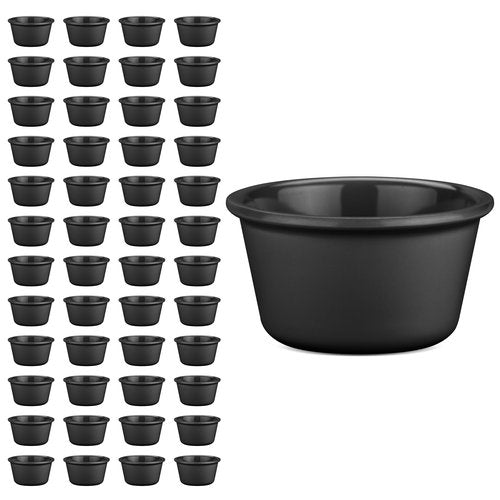 Carlisle FoodService Products Plastic Ramekin Sauce Bowl for Home and Restaurant, Plastic, 4 Ounces, Black, (Pack of 48)