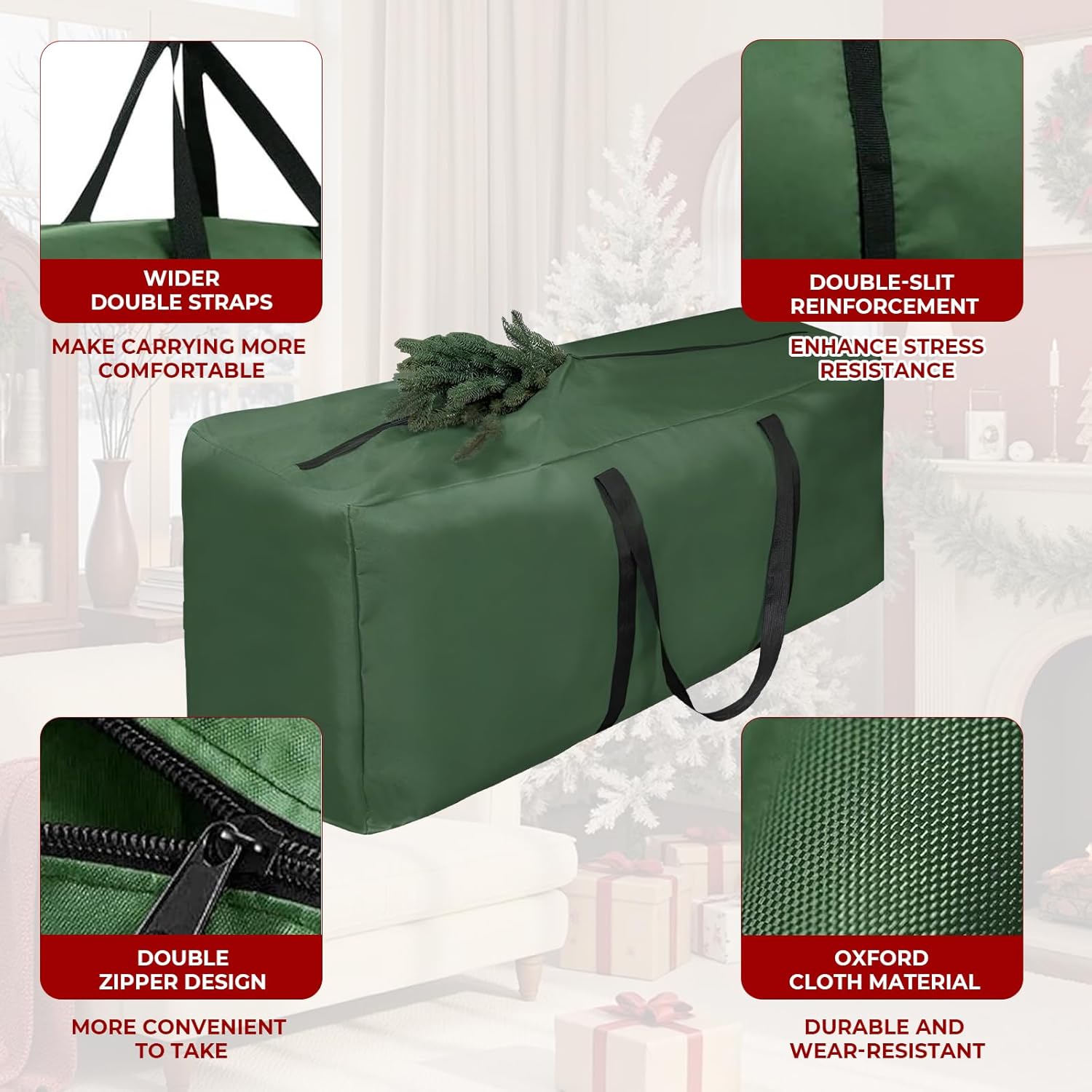 Skiennix Extra Large Christmas Tree Storage Bag - Waterproof & Heavy-Duty | Fits 9-12 Ft Trees, 68" L x 20" H x 30" W
