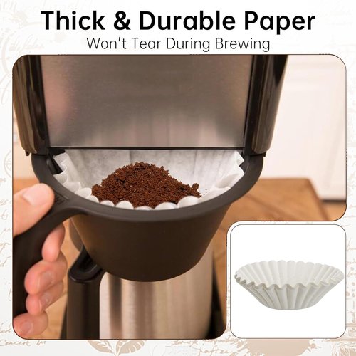 Bunn 100 Count Coffee Filters - Commercial Basket Filters for Enhanced Brew Extraction | White Disposable Paper